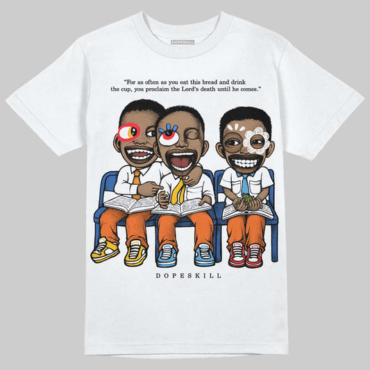 Orange, Black and White Sneakers DopeSkill T-Shirt First Sunday Graphic Streetwear - White