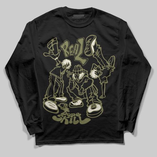 Jordan 3 “Medium Olive” aka “Family Affair” DopeSkill Long Sleeve T-Shirt Real Y2K Players Graphic Streetwear - Black