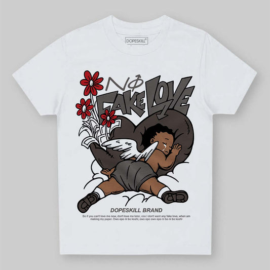 Jordan 4 Retro Cave Stone DopeSkill Toddler Kids T-shirt No Fake Love Graphic Streetwear - White