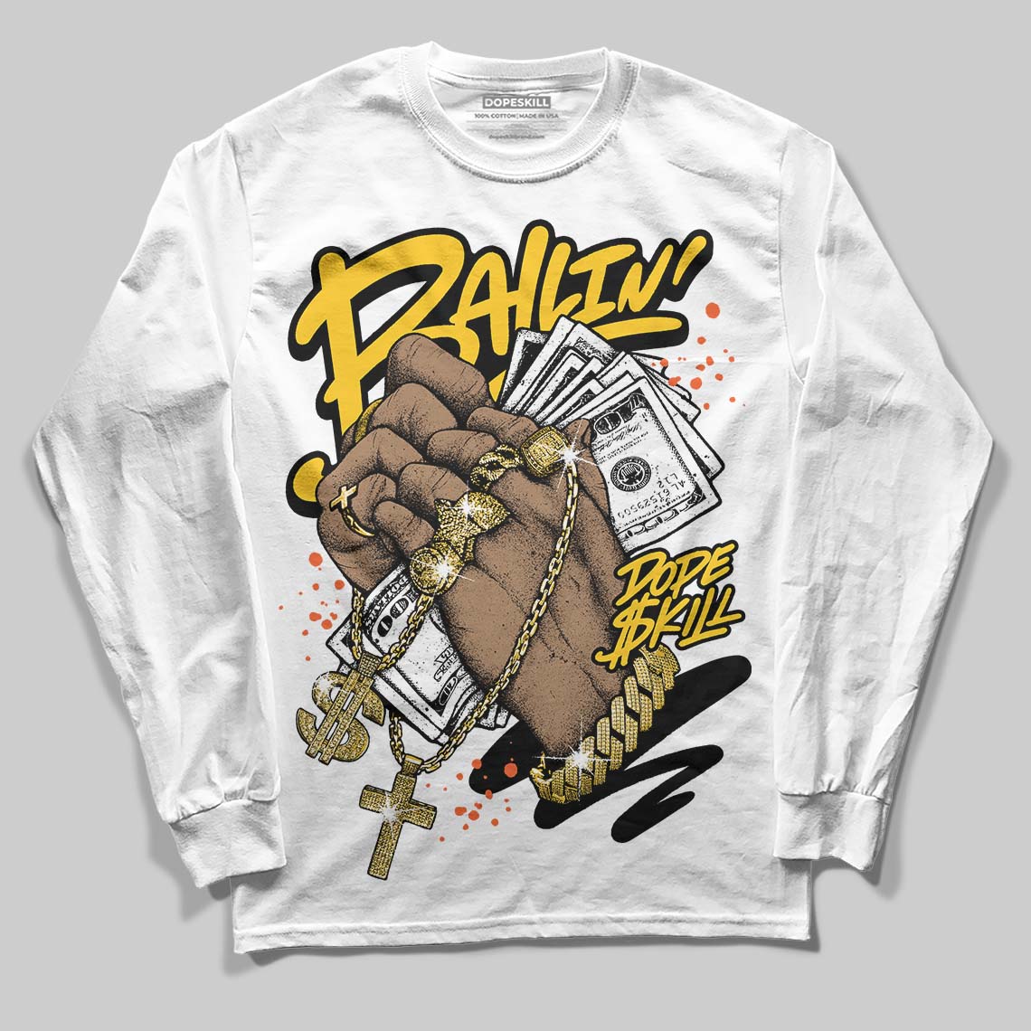 Yellow Sneakers DopeSkill Long Sleeve T-Shirt Always Ballin' Graphic Streetwear - White