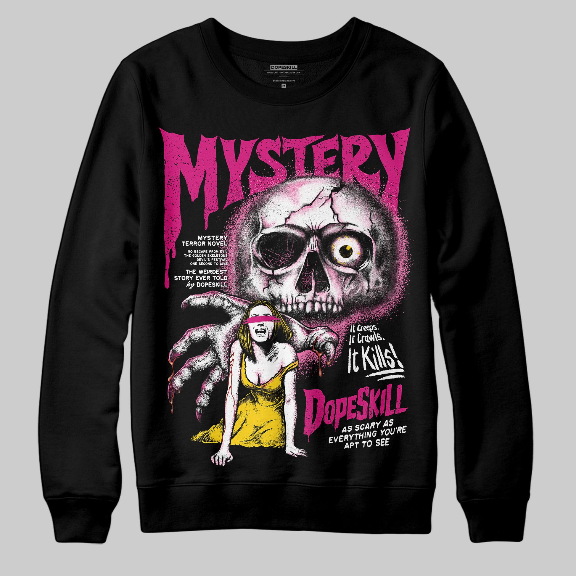 Rick Owens Pink Leather Low Sneakers DopeSkill Sweatshirt Mystery Ghostly Grasp Graphic Streetwear - Black