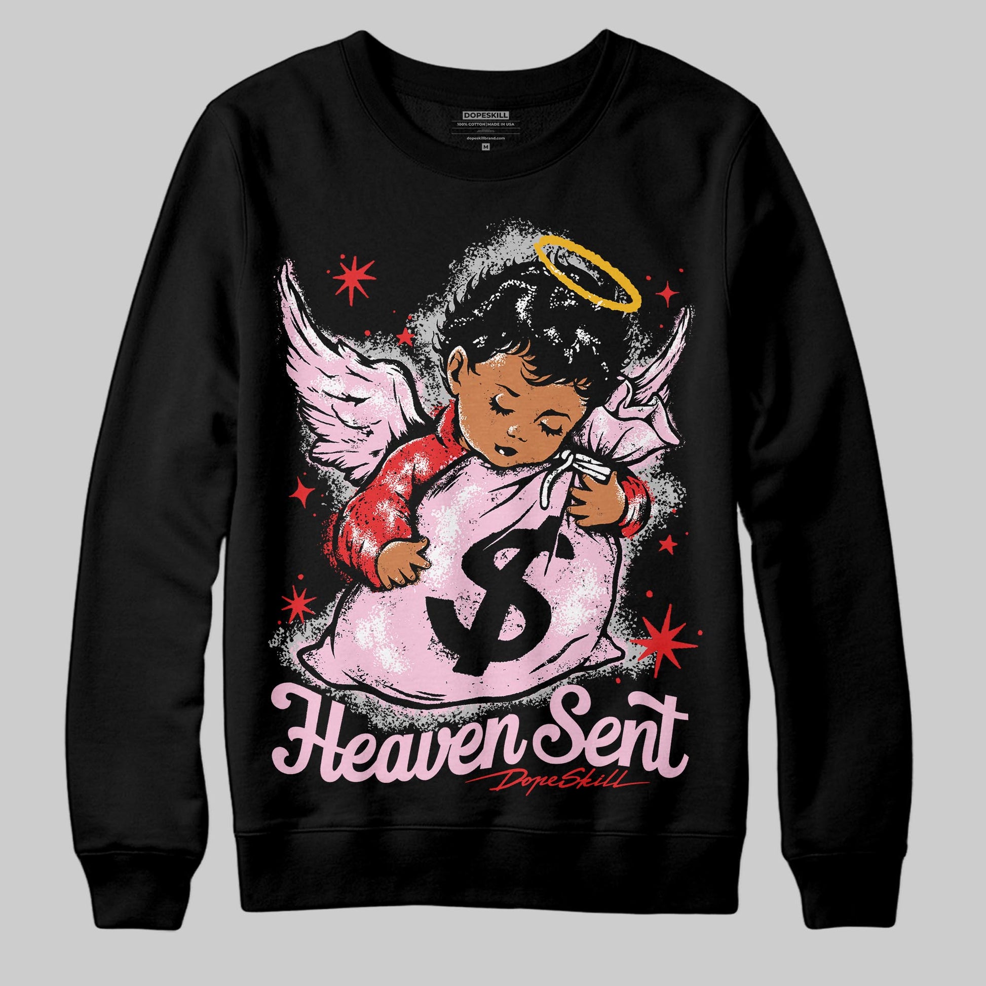 Awake NY x Air Jordan 5 Arctic Pink DopeSkill Sweatshirt Heaven Sent Graphic Streetwear - black