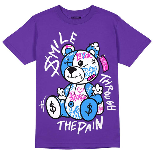 Dunk Low Championship Court Purple DopeSkill Purple T-shirt Smile Through The Pain Graphic Streetwear