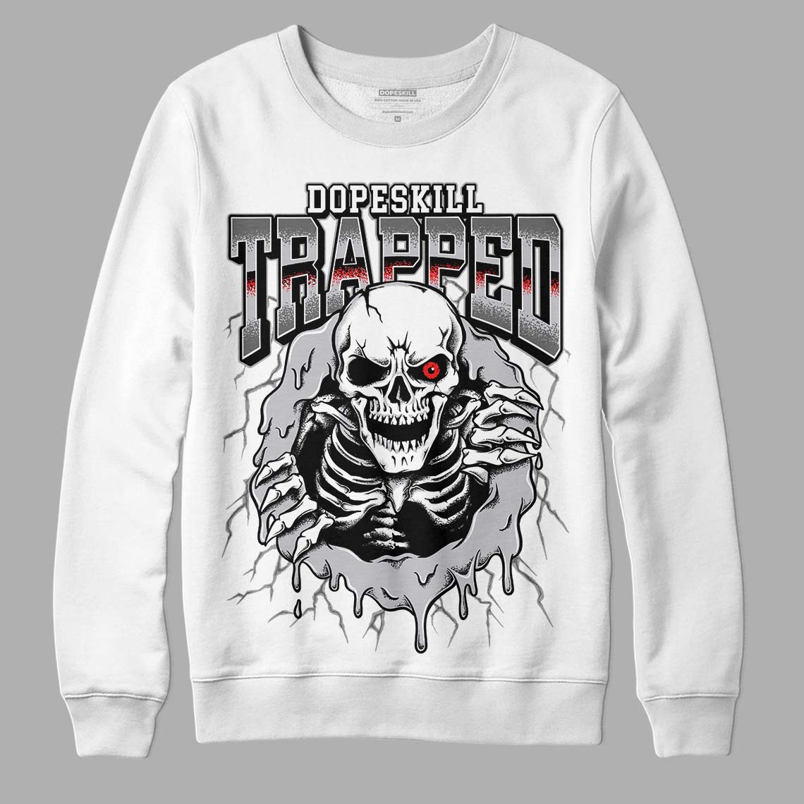 Grey Sneakers DopeSkill Sweatshirt Trapped Halloween Graphic Streetwear - White