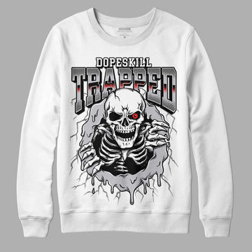 Grey Sneakers DopeSkill Sweatshirt Trapped Halloween Graphic Streetwear - White