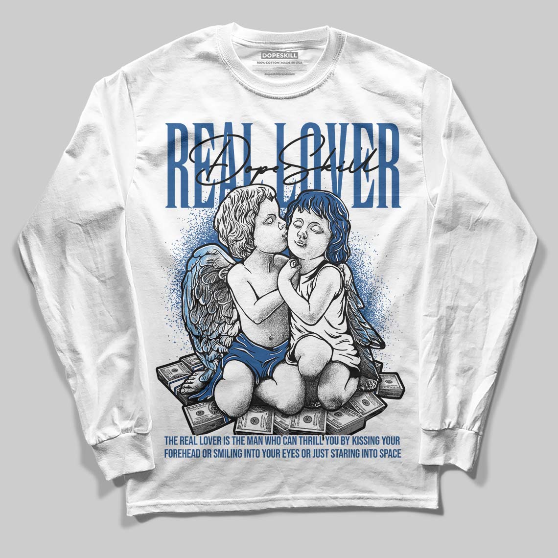 Jordan 1 Low OG “Storm Blue” DopeSkill Long Sleeve T-Shirt Real Lover Graphic Streetwear - White