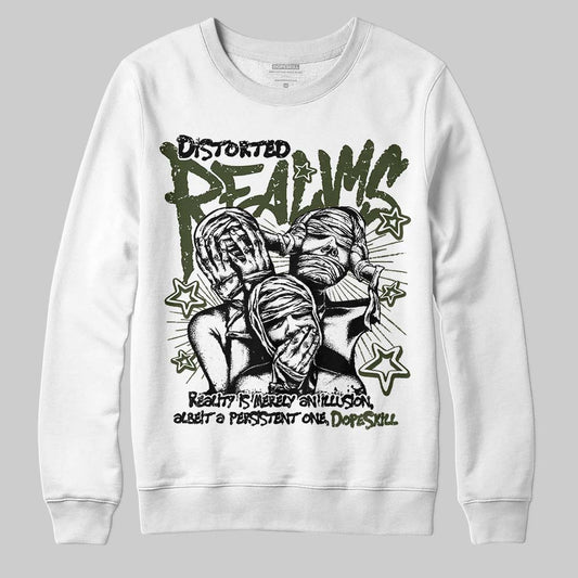 Olive Sneakers DopeSkill Sweatshirt Distorted Realms Graphic Streetwear - White