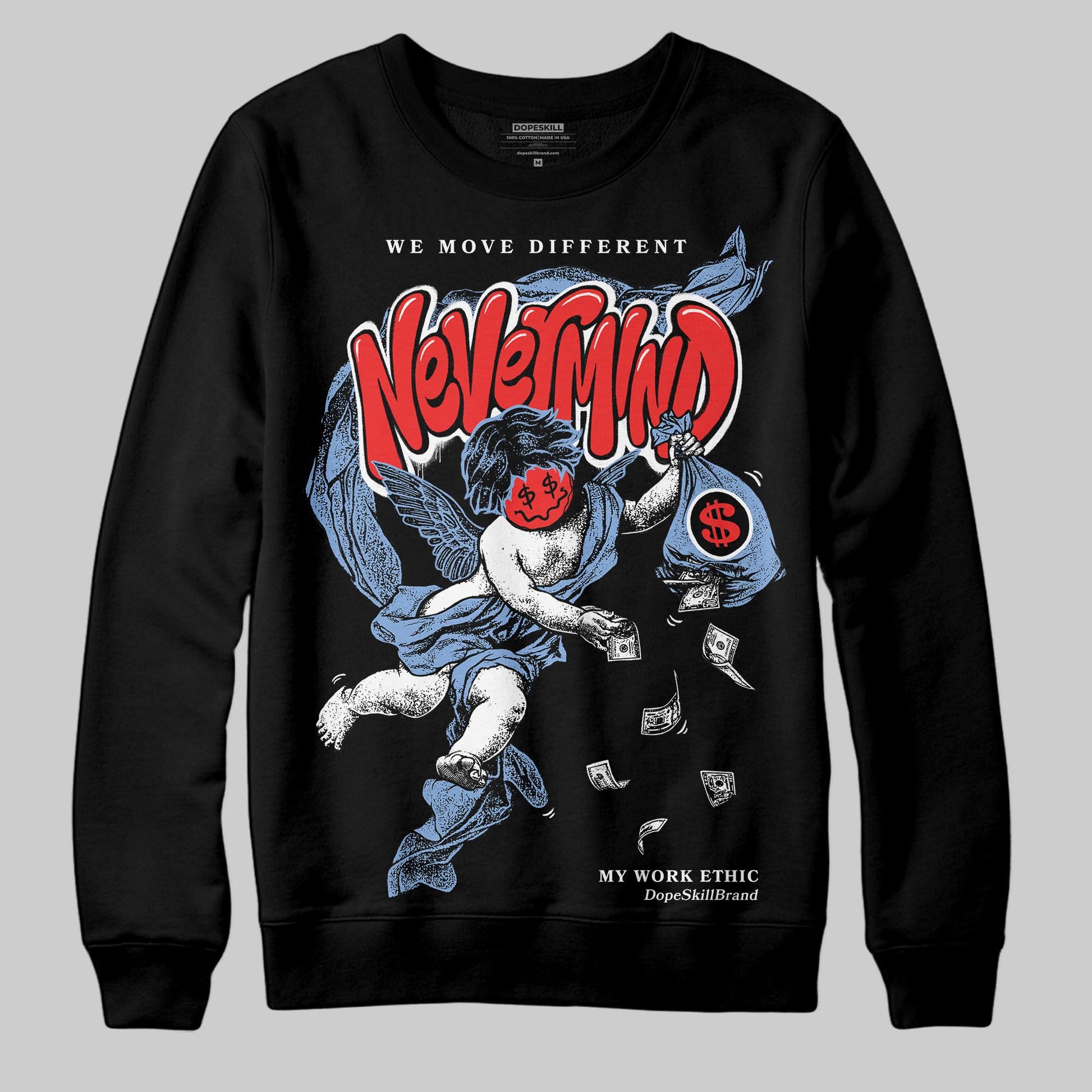 Jordan 4 WMNS 'Forget Me Not' DopeSkill Sweatshirt Nevermind Graphic Streetwear - Black