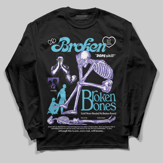 Jordan 8 Retro 'Aqua' 2025 DopeSkill Long Sleeve T-Shirt Broken Bones Graphic Streetwear - Black