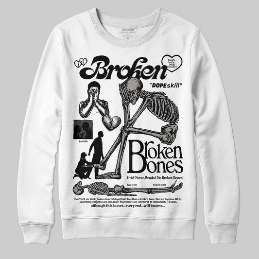 Jordan 3 Retro Black Cat DopeSkill Sweatshirt Broken Bones Graphic Streetwear - White