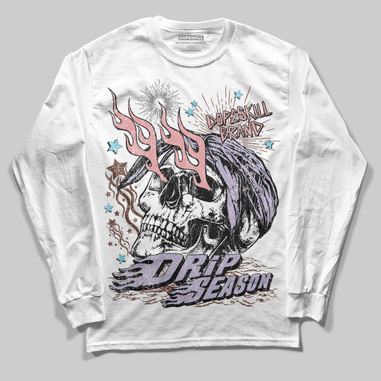 Harris Tweed x Dunk Low Denim Turquoise and Baroque Brown DopeSkill Long Sleeve T-Shirt Drip Season Graphic Streetwear - White