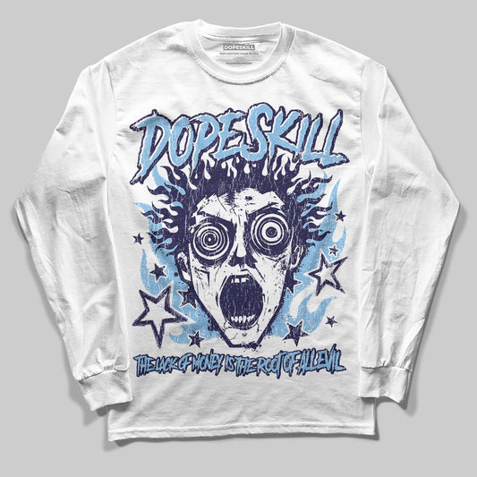 University Blue Sneakers DopeSkill Long Sleeve T-Shirt Root of Evil Graphic Streetwear White