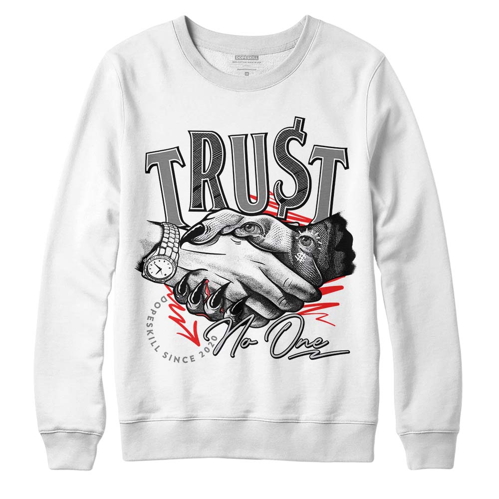 Grey Sneakers DopeSkill Sweatshirt Trust No One Graphic Streetwear - White