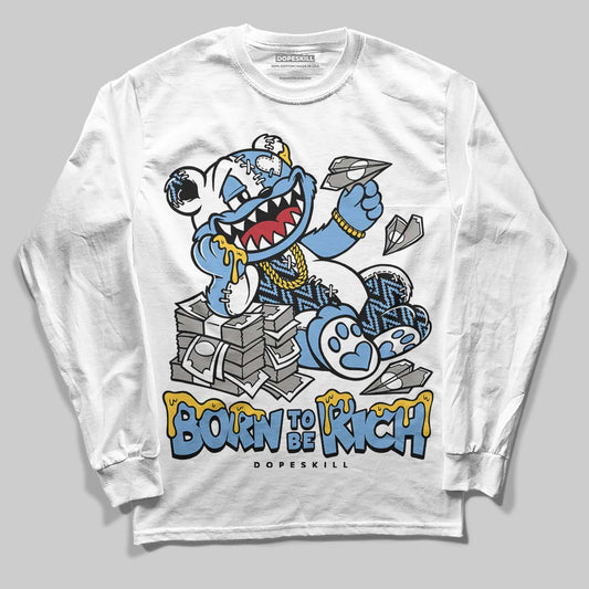 Jordan 12 Retro 'Melo' DopeSkill Long Sleeve T-Shirt Born To Be Rich Graphic Streetwear - White