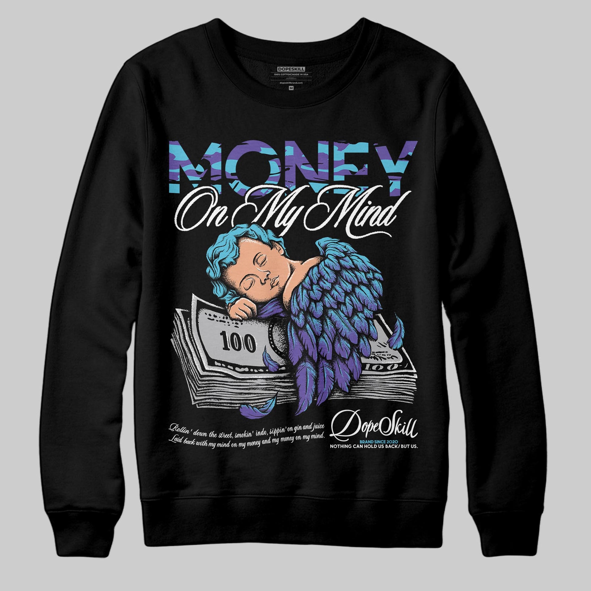 Jordan 8 Retro 'Aqua' 2025 DopeSkill Sweatshirt MOMM Graphic Streetwear - Black