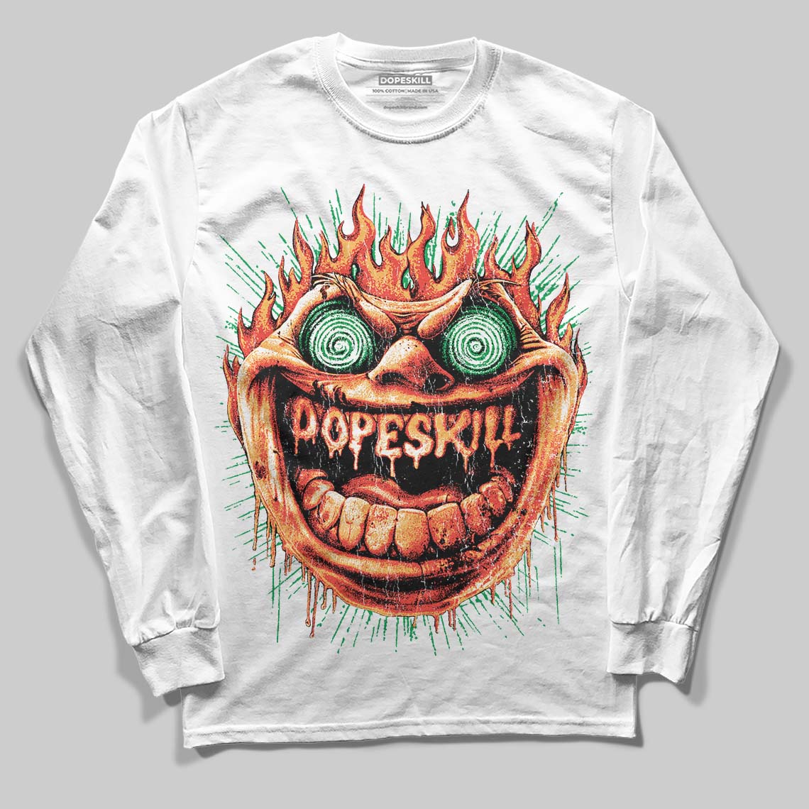 Black and White Sneakers DopeSkill Long Sleeve T-Shirt Hellfire Graphic Streetwear - White