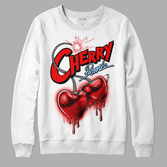 Jordan 11 Retro Cherry DopeSkill Sweatshirt Cherry Bomb Graphic Streetwear - White