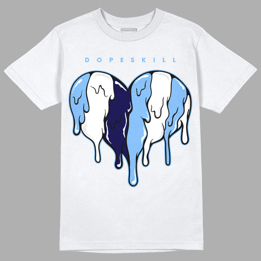 Jordan 6 University Blue DopeSkill T-Shirt Slime Drip Heart Graphic Streetwear - White