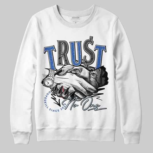 Awake NY x Jordan 5 Retro 'Black Racer Blue' DopeSkill Sweatshirt Trust No One Graphic Streetwear - White