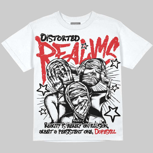Black and White Sneakers DopeSkill Oversize Print T-Shirt Distorted Realms Graphic Streetwear