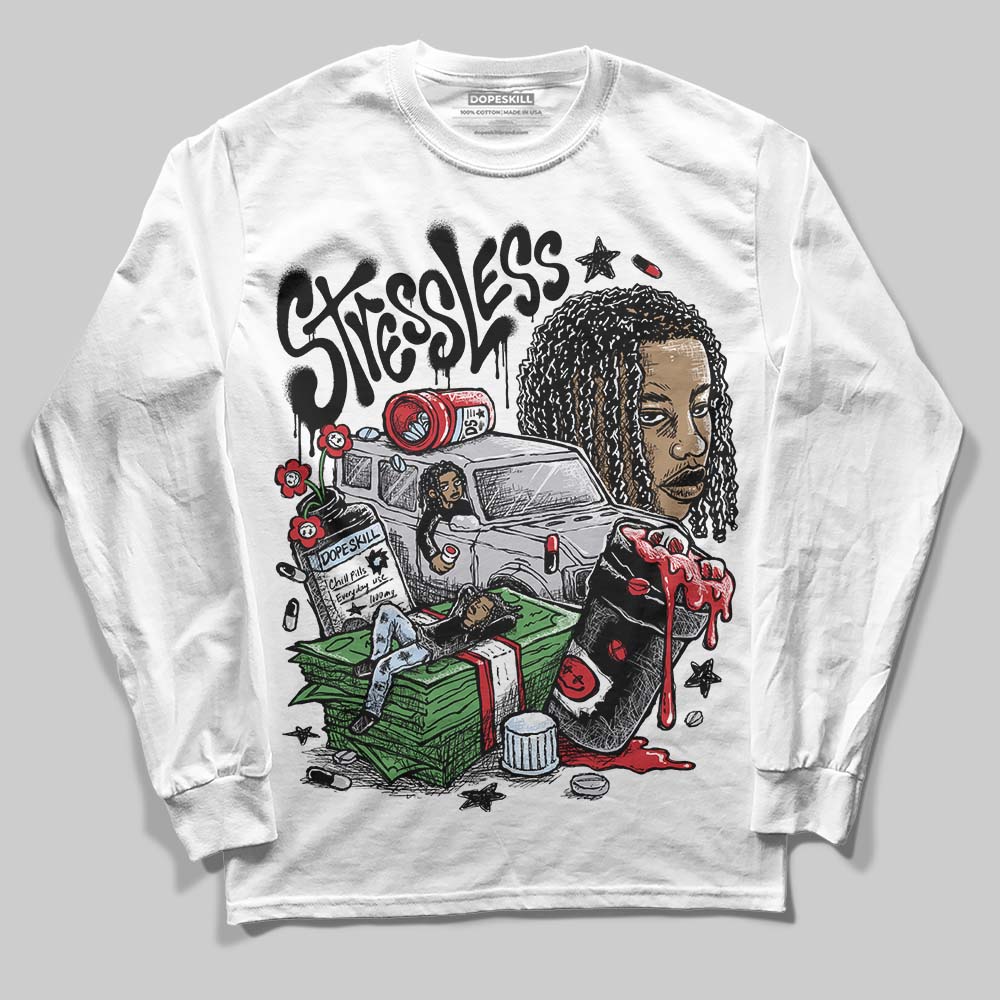 Jordan 5 Retro OG Black Metallic Reimagined DopeSkill Long Sleeve T-Shirt Stressless Graphic Streetwear - White