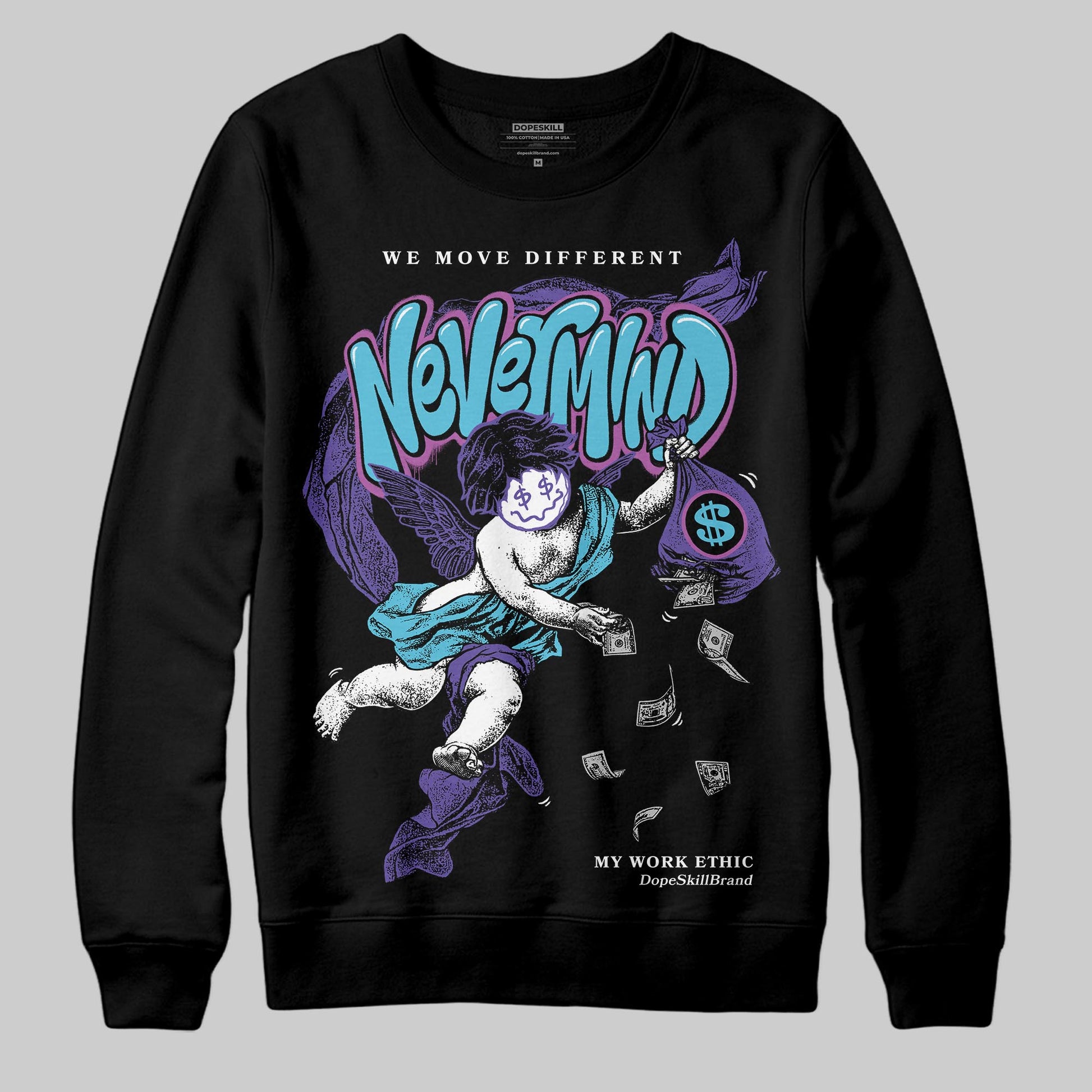 Jordan 8 Retro 'Aqua' 2025 DopeSkill Sweatshirt Nevermind Graphic Streetwear - Black