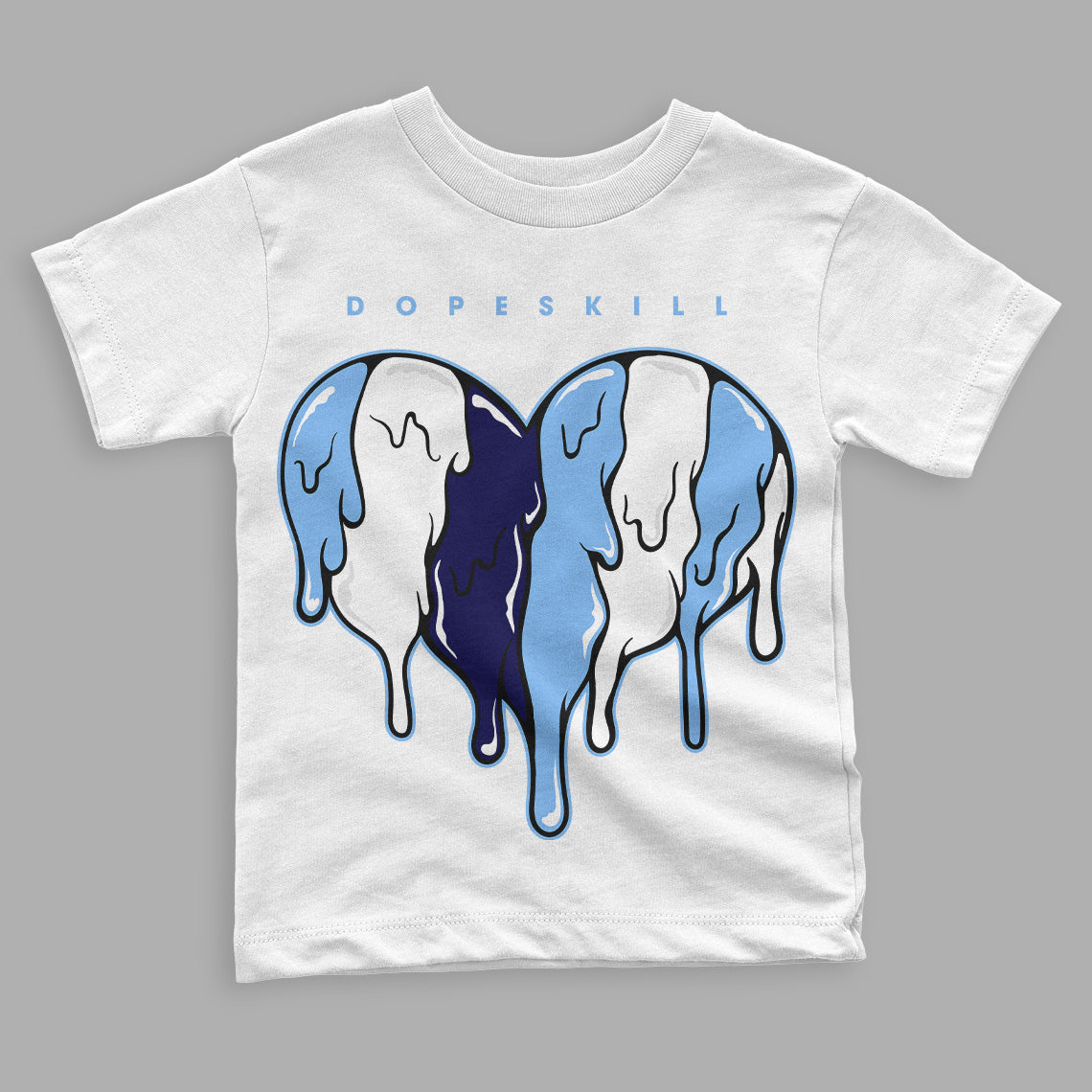 Jordan 6 University Blue DopeSkill Toddler Kids T-shirt Slime Drip Heart Graphic Streetwear - White