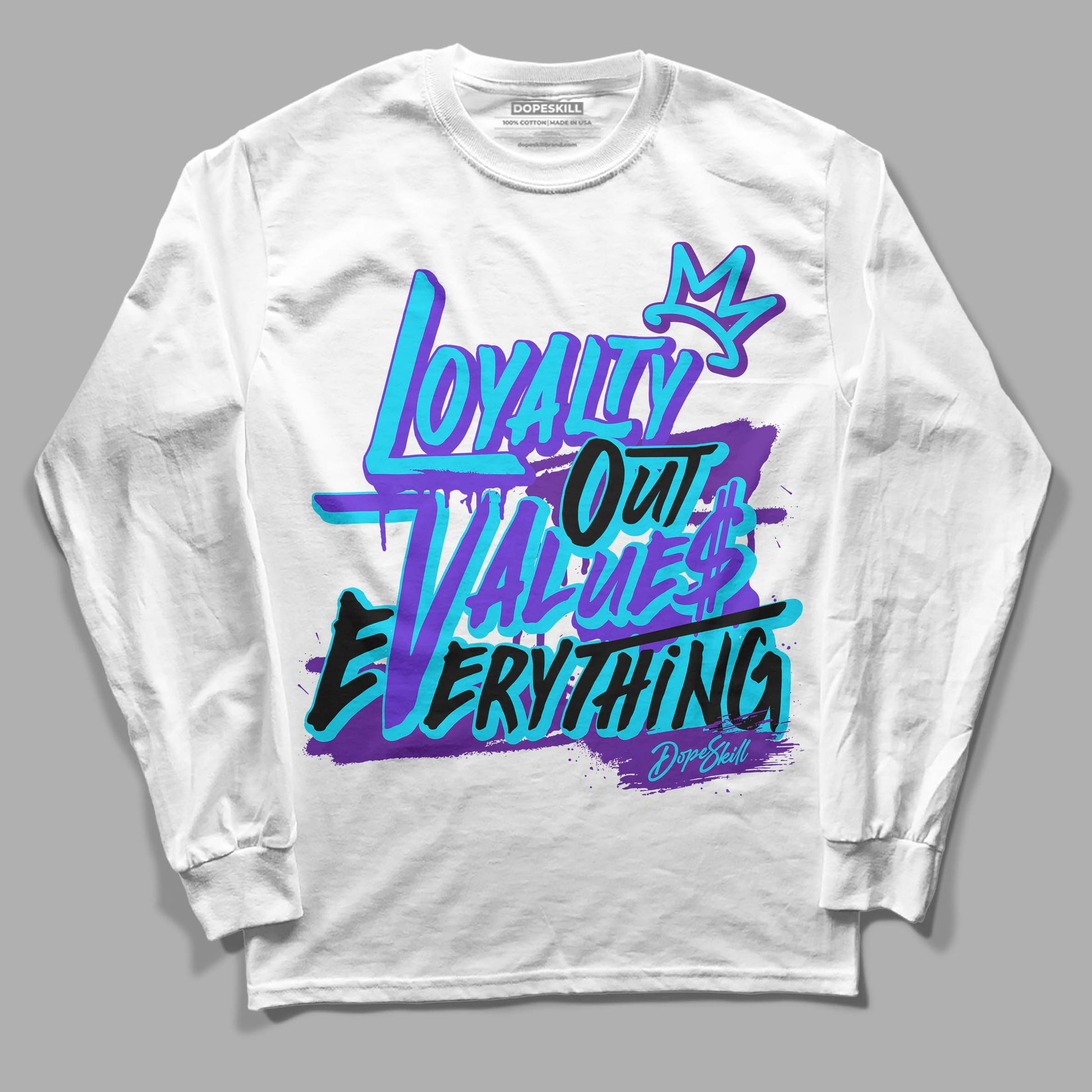 Jordan 6 "Aqua" DopeSkill Long Sleeve T-Shirt LOVE Graphic Streetwear - White