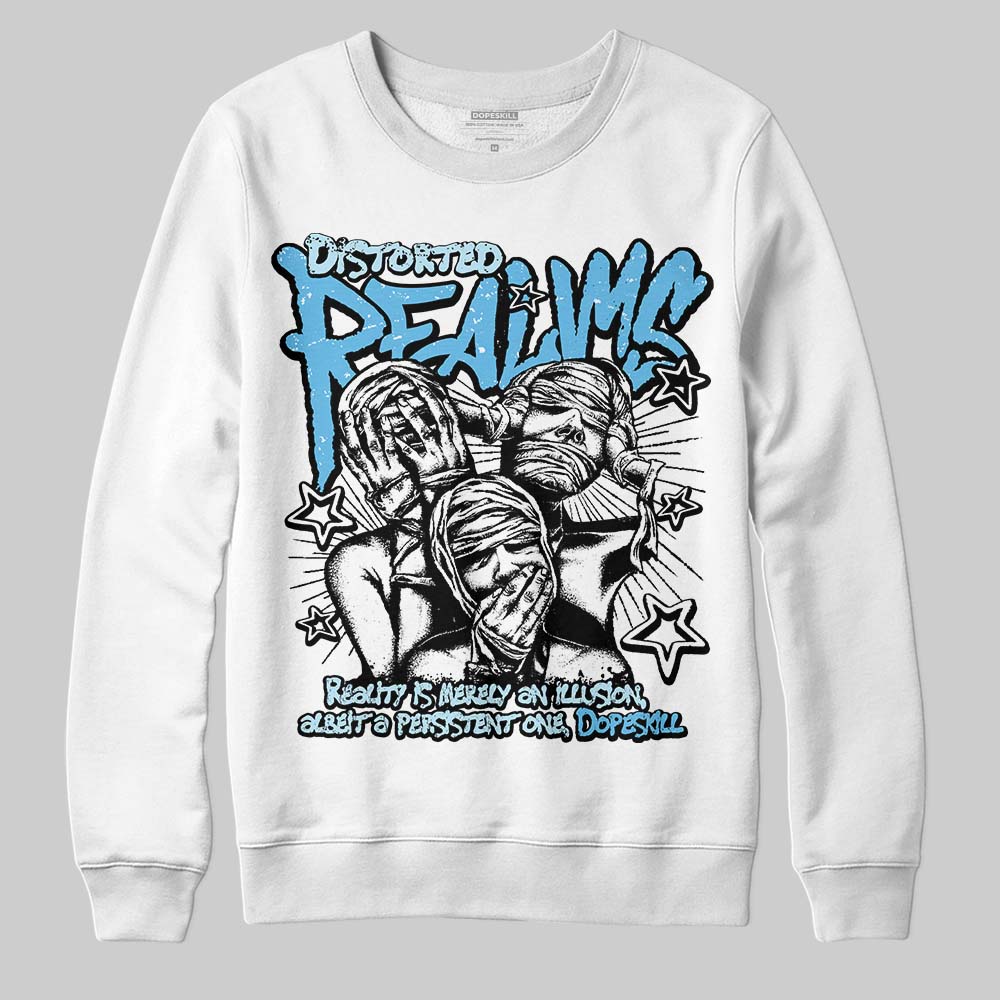 Jordan 11 Retro Legend Blue DopeSkill Sweatshirt Distorted Realms Graphic Streetwear - White