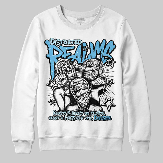 Jordan 11 Retro Legend Blue DopeSkill Sweatshirt Distorted Realms Graphic Streetwear - White