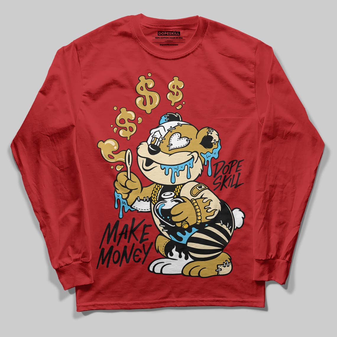 Red Sneakers DopeSkill Long Sleeve T-Shirt Make Money Graphic Streetwear - Red