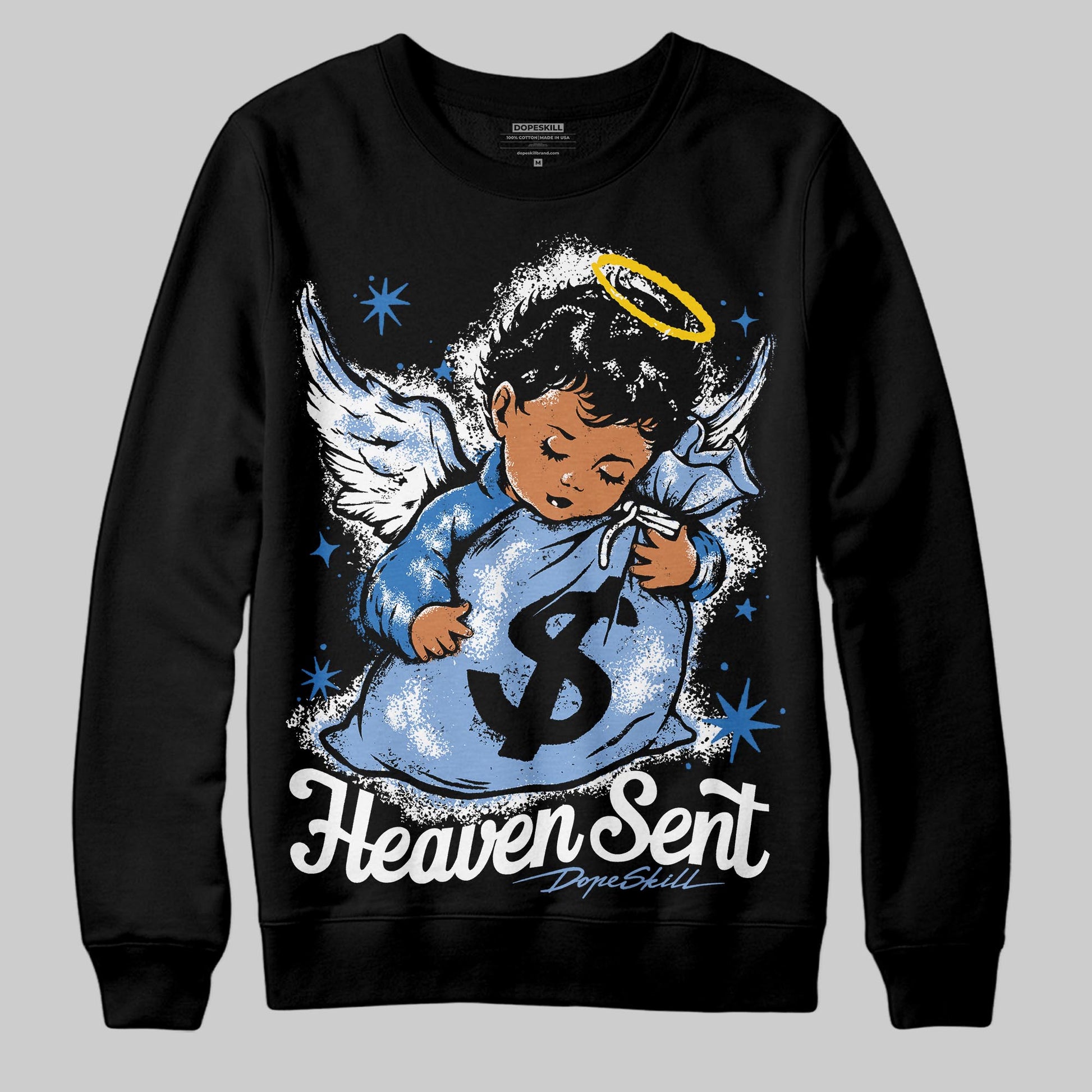 Jordan 4 WMNS 'Forget Me Not' DopeSkill Sweatshirt Heaven Sent Graphic Streetwear - Black