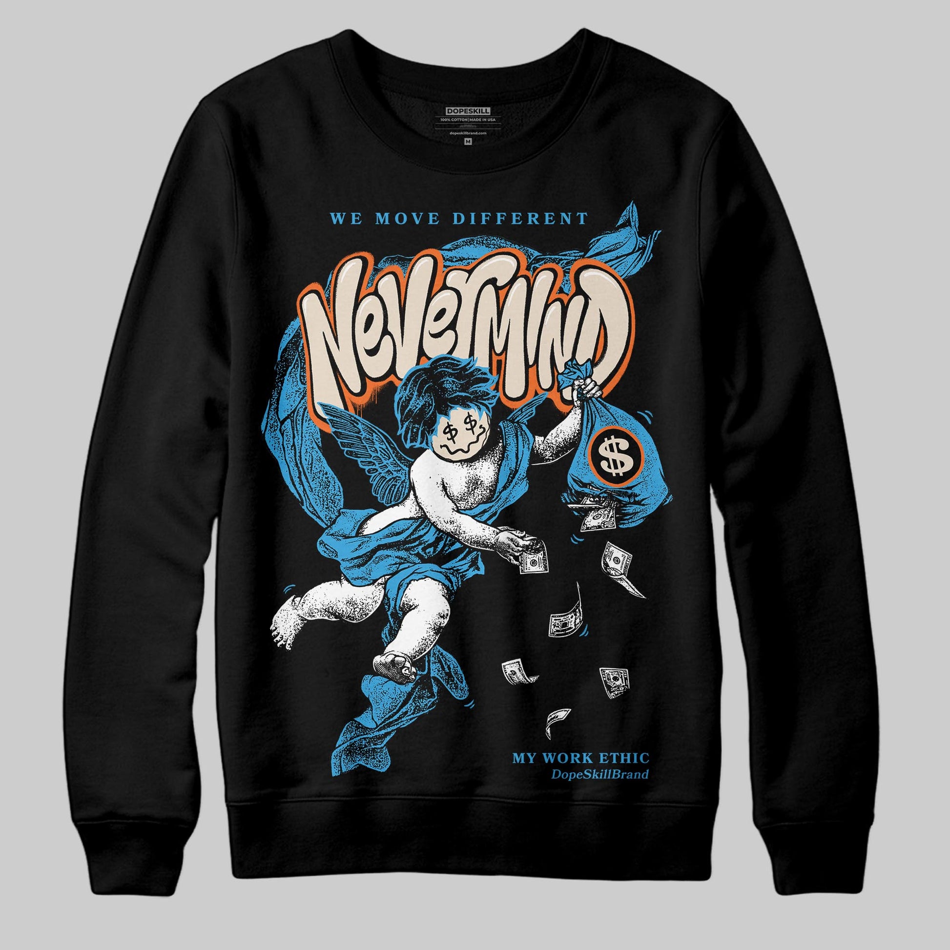 Jordan 1 High OG “UNC” Reimagined DopeSkill Sweatshirt Nevermind Graphic Streetwear - Black
