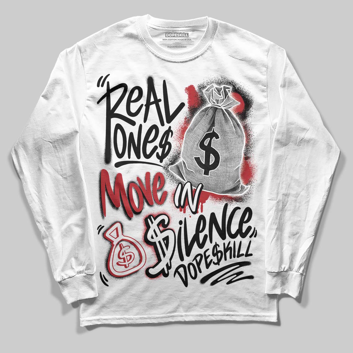 Jordan 14 Golf “Last Shot” DopeSkill Long Sleeve T-Shirt Real Ones Move In Silence Graphic Streetwear - White