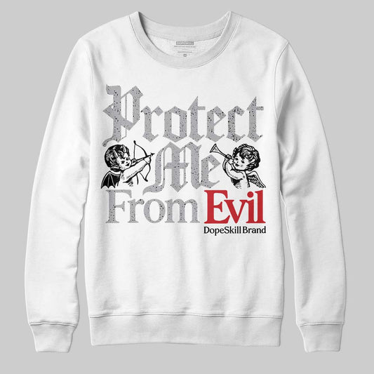 Jordan 4 OG “White Cement” DopeSkill Sweatshirt Protect Me From Evil Graphic Streetwear - White