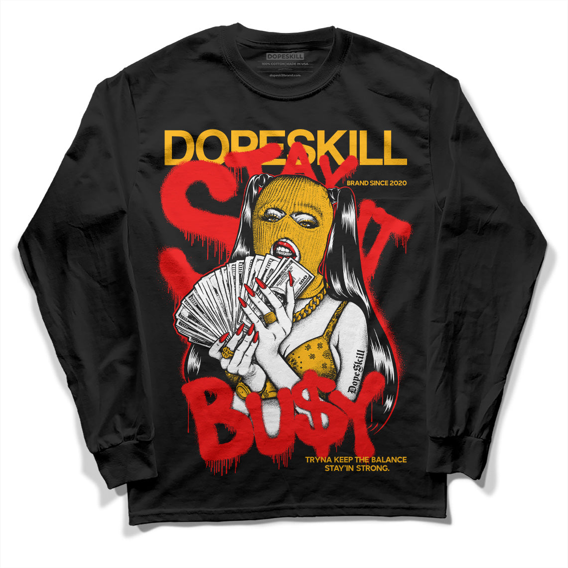 Red Sneakers DopeSkill Long Sleeve T-Shirt Stay It Busy Graphic Streetwear - Black