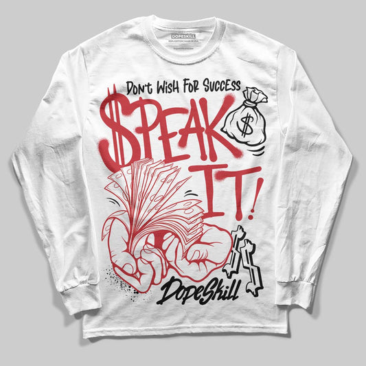 Jordan 5 Retro Fire Red Black Tongue (2025) DopeSkill Long Sleeve T-Shirt Speak It Graphic Streetwear - White