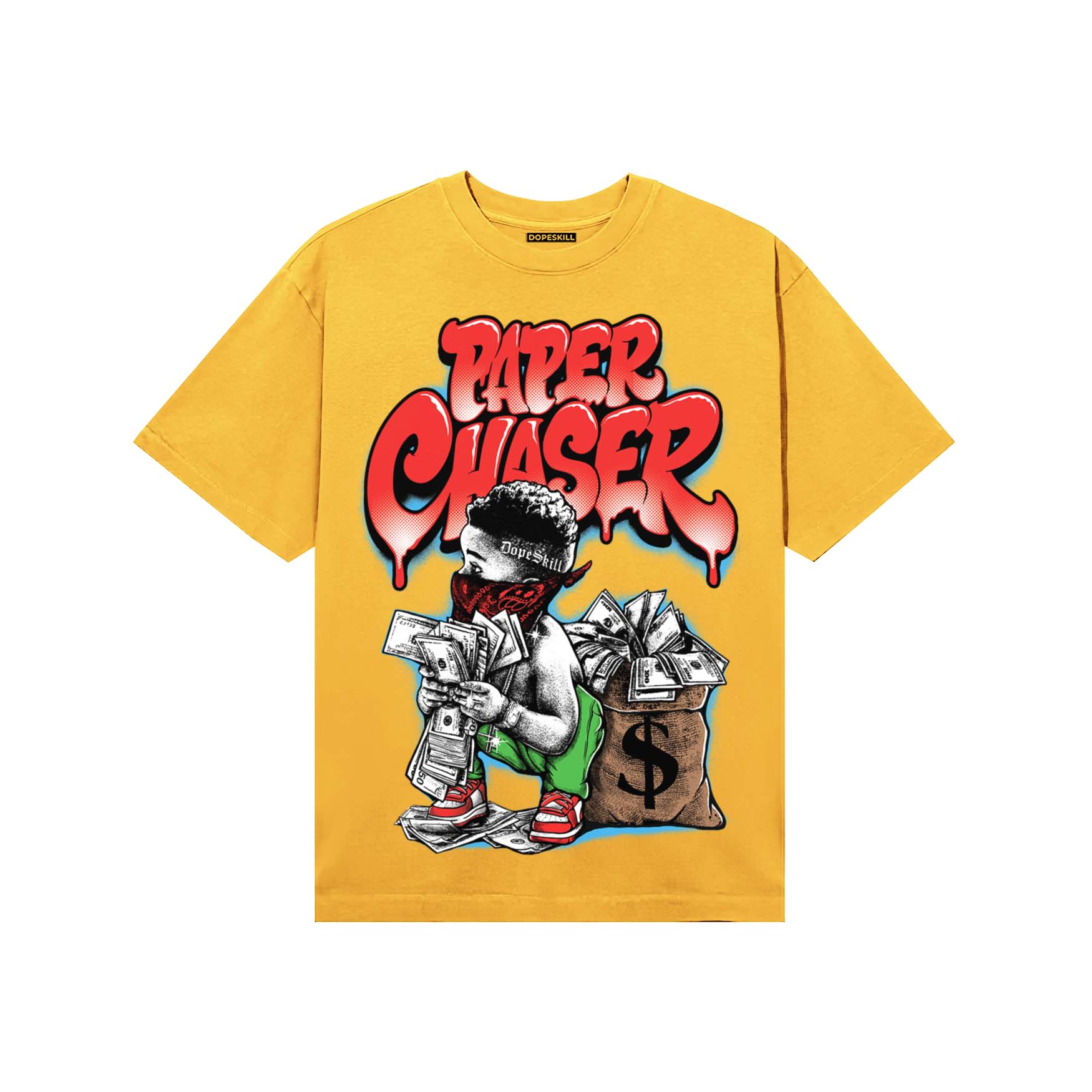 Yellow Sneakers DopeSkill T-Shirt Paper Chaser Boy Graphic Streetwear - Gold