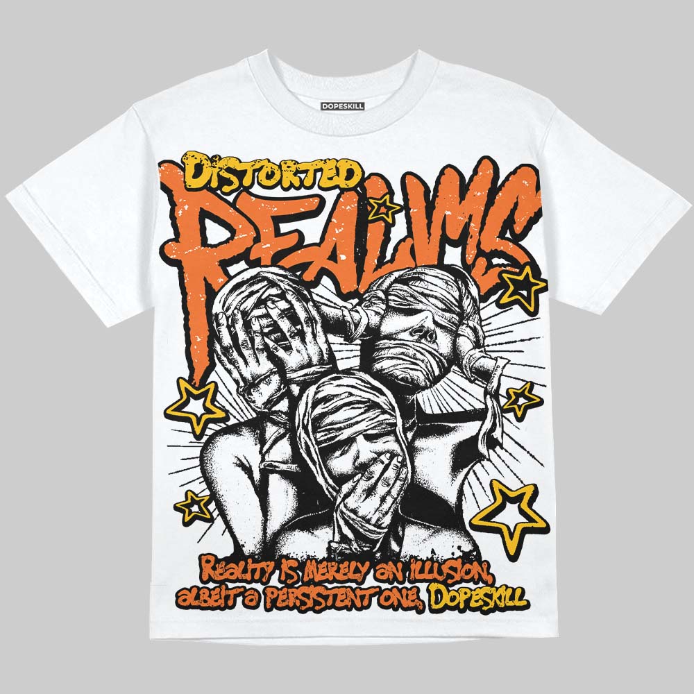 Orange, Black and White Sneakers DopeSkill Oversize Print T-Shirt Distorted Realms Graphic Streetwear
