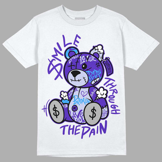 Jordan 5 Retro Dark Concord DopeSkill T-Shirt Smile Through The Pain Graphic Streetwear - White