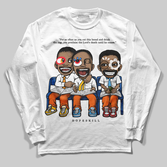 Orange, Black and White Sneakers DopeSkill Long Sleeve T-Shirt First Sunday Graphic Streetwear - White