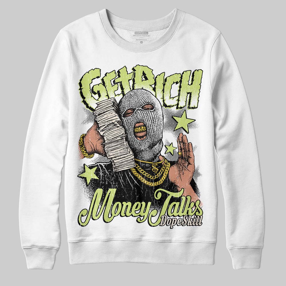 Jordan 5 “Luminous Green” DopeSkill Sweatshirt Get Rich Graphic Streetwear - White