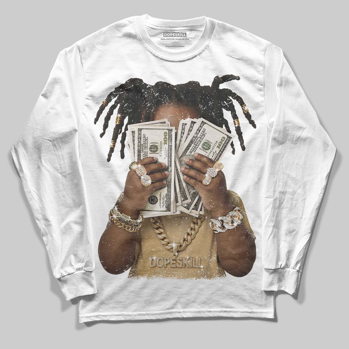 Jordan 12 Retro 'Taxi' 2025 DopeSkill Long Sleeve T-Shirt Rich Youth Graphic Streetwear - White