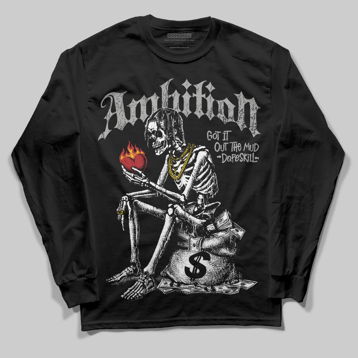 Grey Sneakers DopeSkill Long Sleeve T-Shirt Ambition Graphic Streetwear - Black