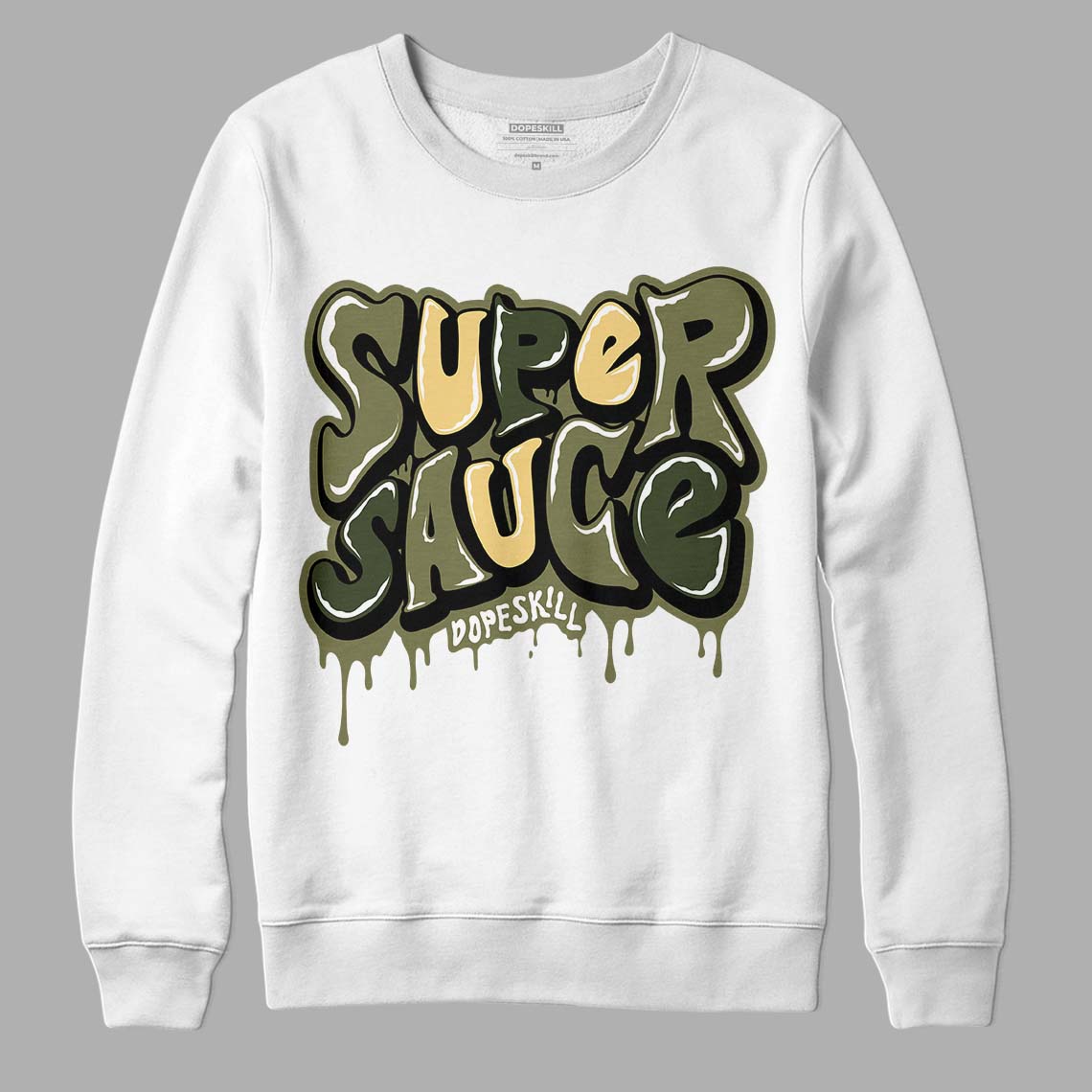 Jordan 4 Retro SE Craft Medium Olive DopeSkill Sweatshirt Super Sauce Graphic Streetwear - WHite