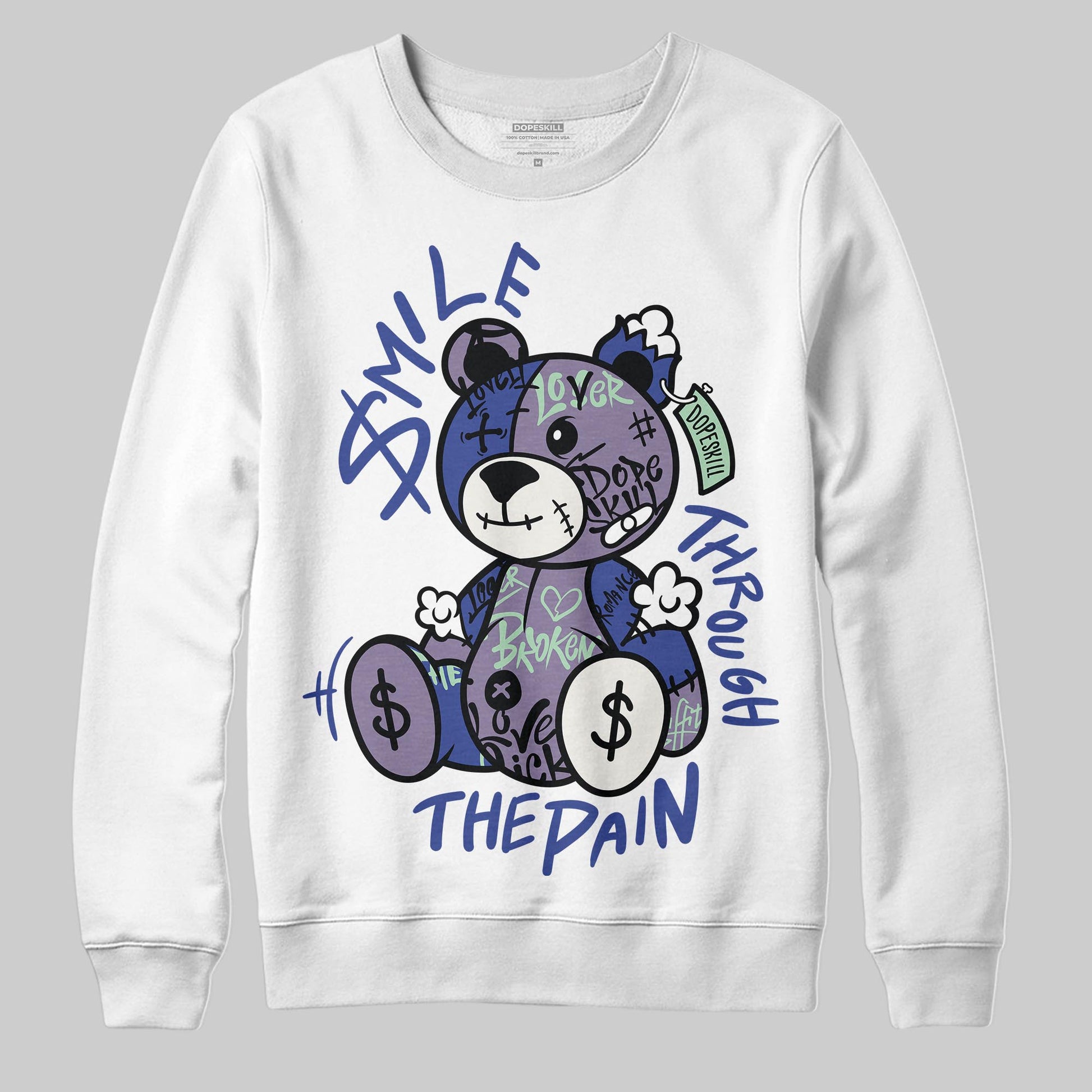 Jordan 1 Retro Low OG Zion Williamson Voodoo Alternate DopeSkill Sweatshirt Smile Through The Pain Graphic Streetwear - White