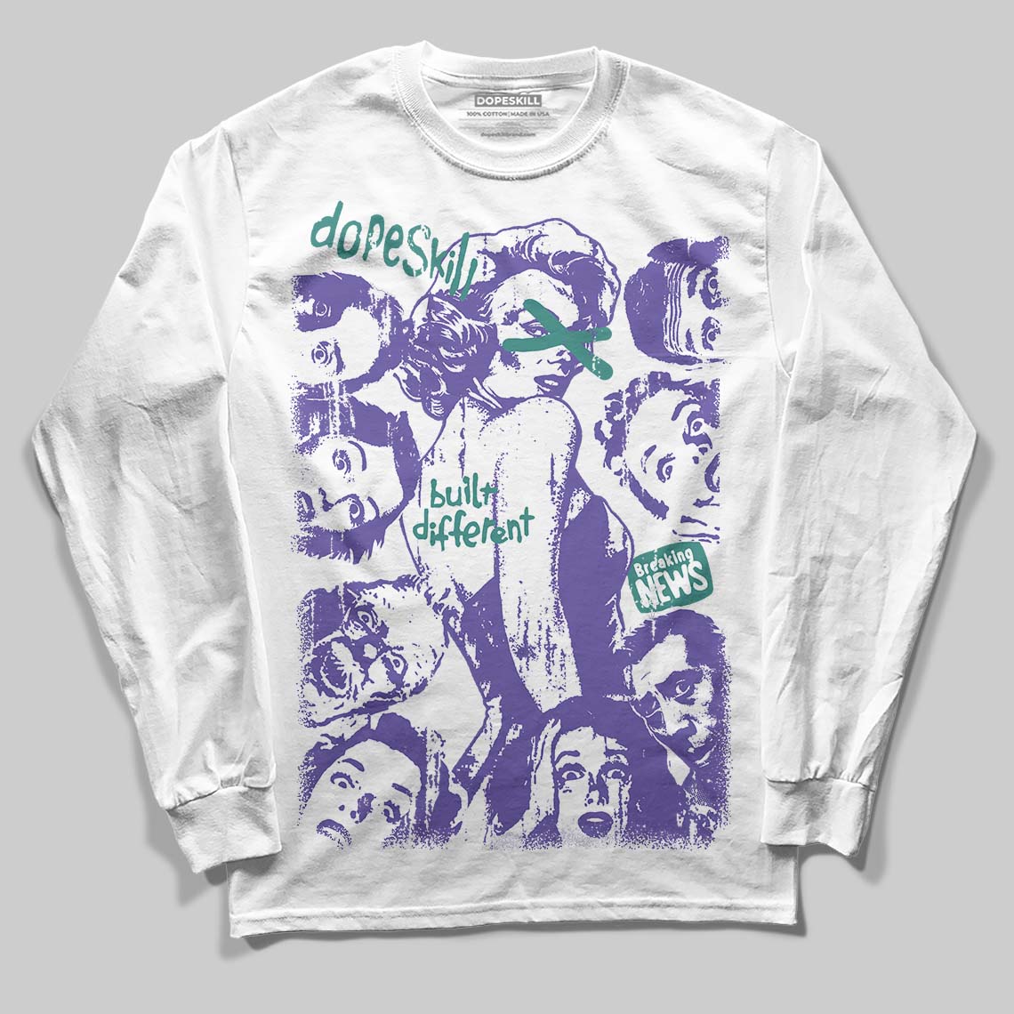 Jordan 5 OG “Grape” DopeSkill Long Sleeve T-Shirt Built Different Graphic Streetwear - White