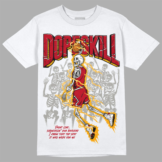 Jordan 7 Retro Cardinal DopeSkill T-Shirt Thunder Dunk Graphic Streetwear - White 