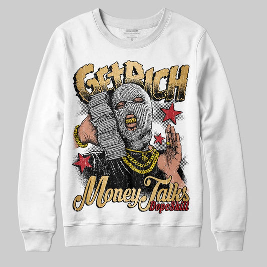Jordan 12 Retro 'Taxi' 2025 DopeSkill Sweatshirt Get Rich Graphic Streetwear - White