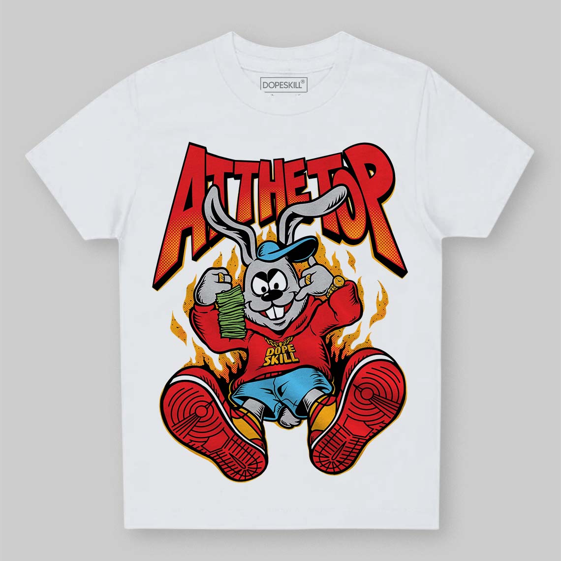 Red Sneakers DopeSkill Toddler Kids T-shirt At The Top Graphic Streetwear - White